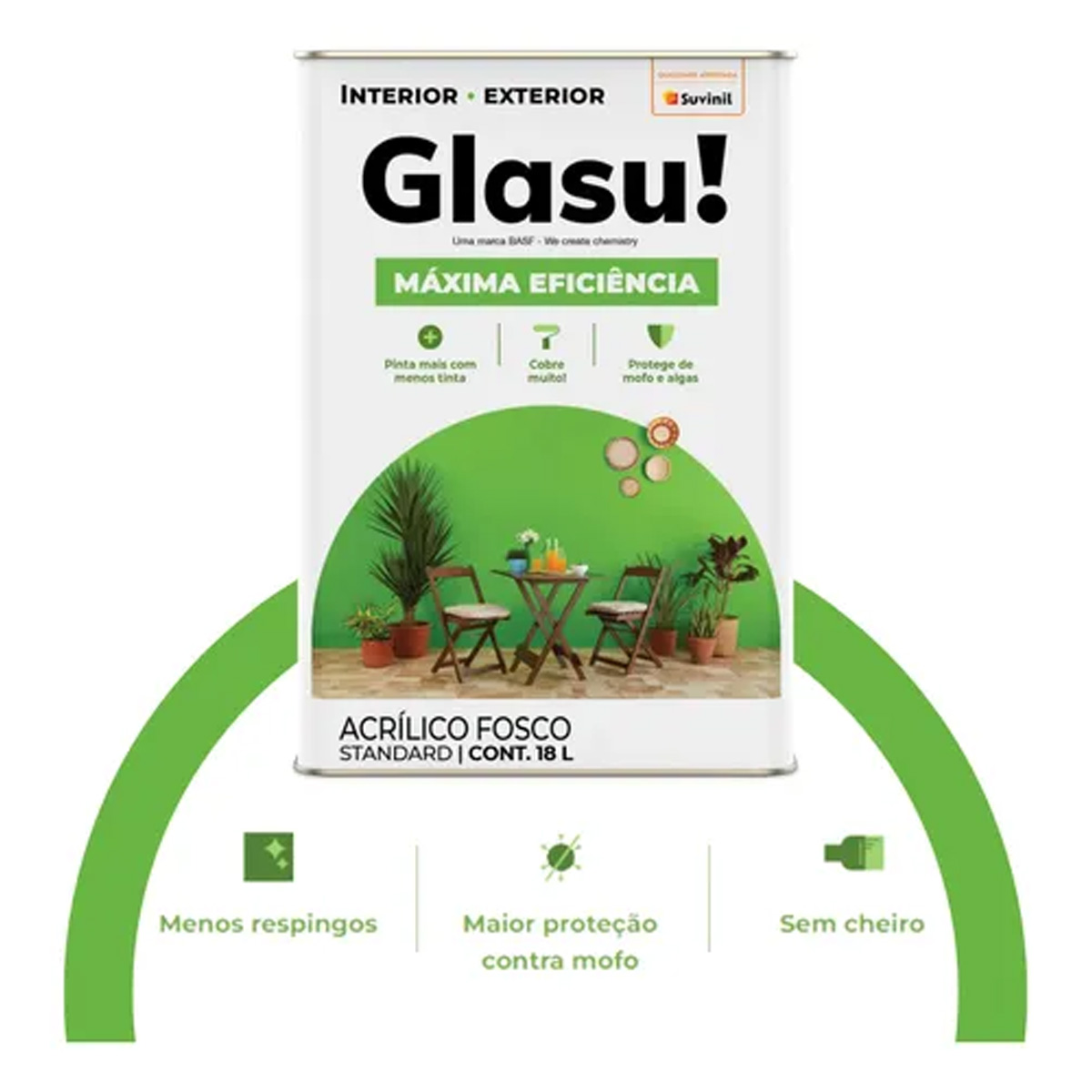 Tinta Acrílica Standard fosca Glasu! Máxima Eficiência (Suvinil) - Imagem 3